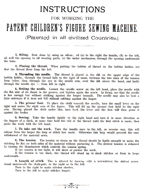 Rare instruction sheet.